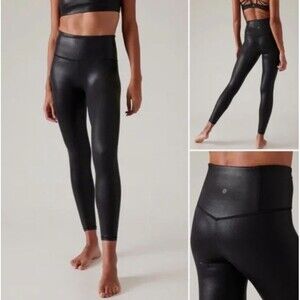 Athleta Leggings Women XS Elation Shine Tight Luster Black Yoga Activewear Pants